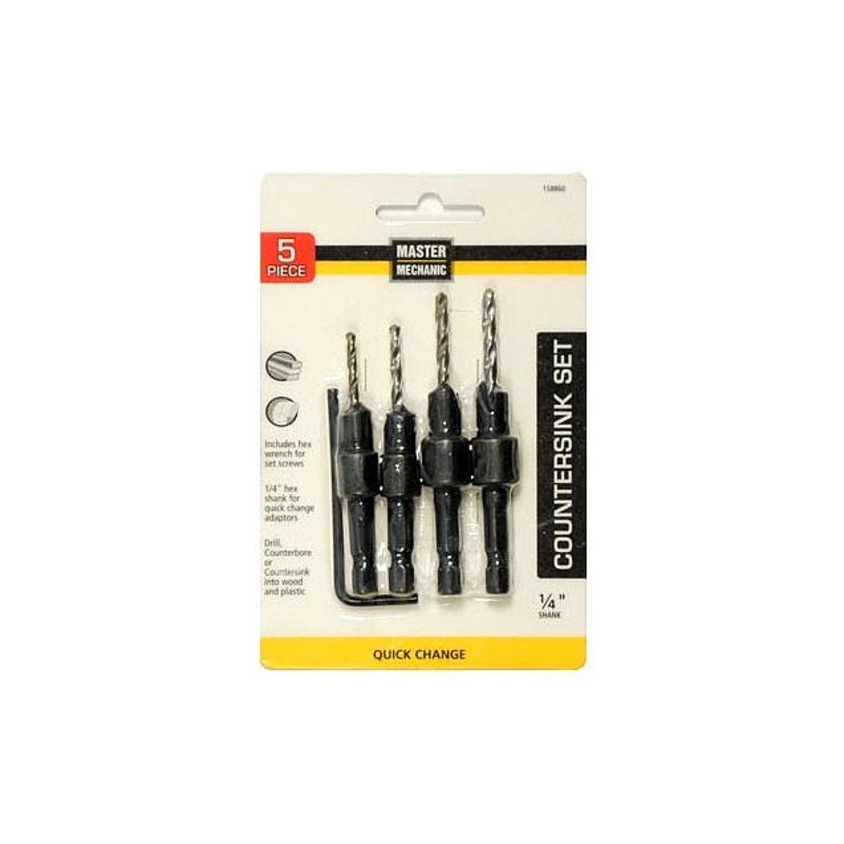 Master Mechanic 1/4 In. Hex Shank Quick-Change Countersink Drill Set (4-Piece)