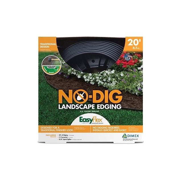 Dimex 20 Ft. Recycled Plastic EasyFlex No Dig Edging Kit Dimex 20 Ft. Recycled Plastic EasyFlex No Dig Edging Kit