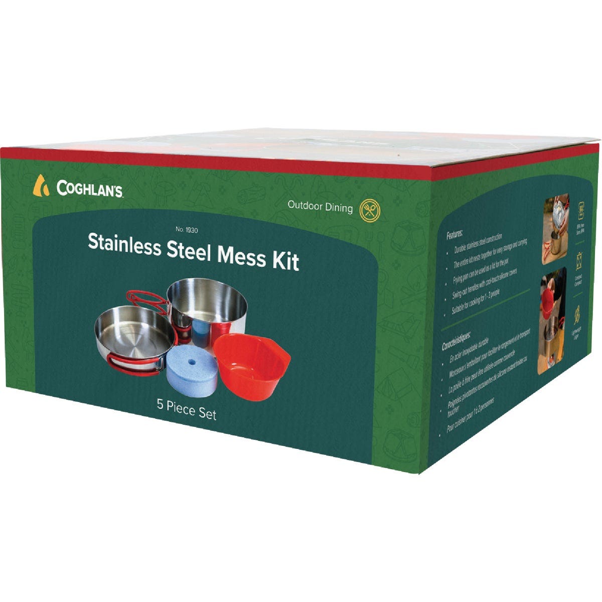 Coghlans 5-Piece Stainless Steel Mess Kit with Cover Coghlans 5-Piece Stainless Steel Mess Kit with Cover