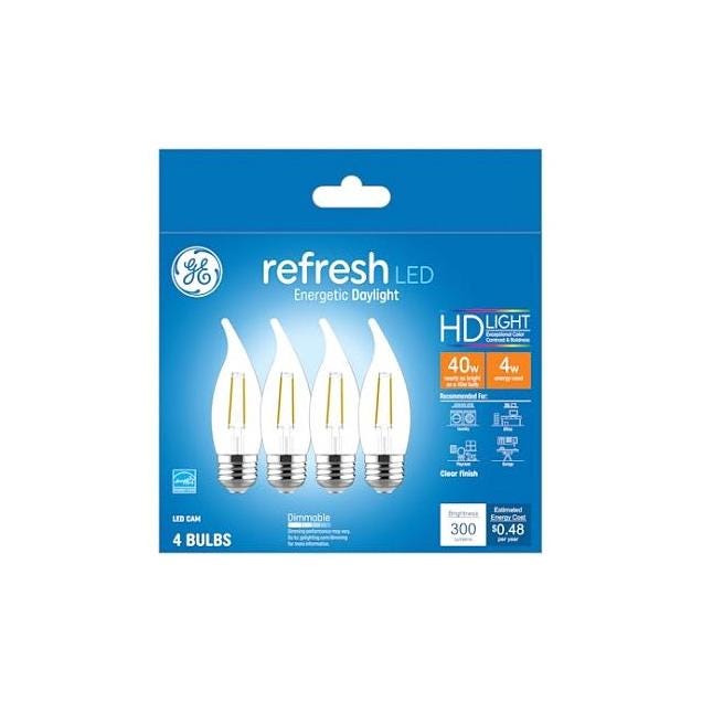 GE 4-Pack 4W 300 Lumens LED Chandelier Light Bulbs