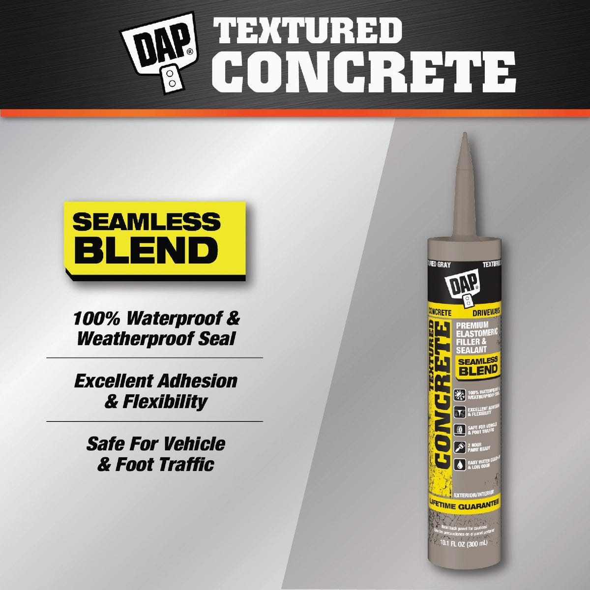 DAP 10.1 Oz. Textured Concrete Premium Elastomeric Latex Filler & Sealant - photo 2 DAP 10.1 Oz. Textured Concrete Premium Elastomeric Latex Filler & Sealant - photo 2