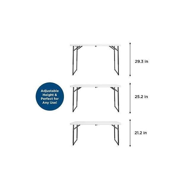 COSCO 4 Ft. White Resin Top Adjustable Height Fold-in-Half Table - photo 3