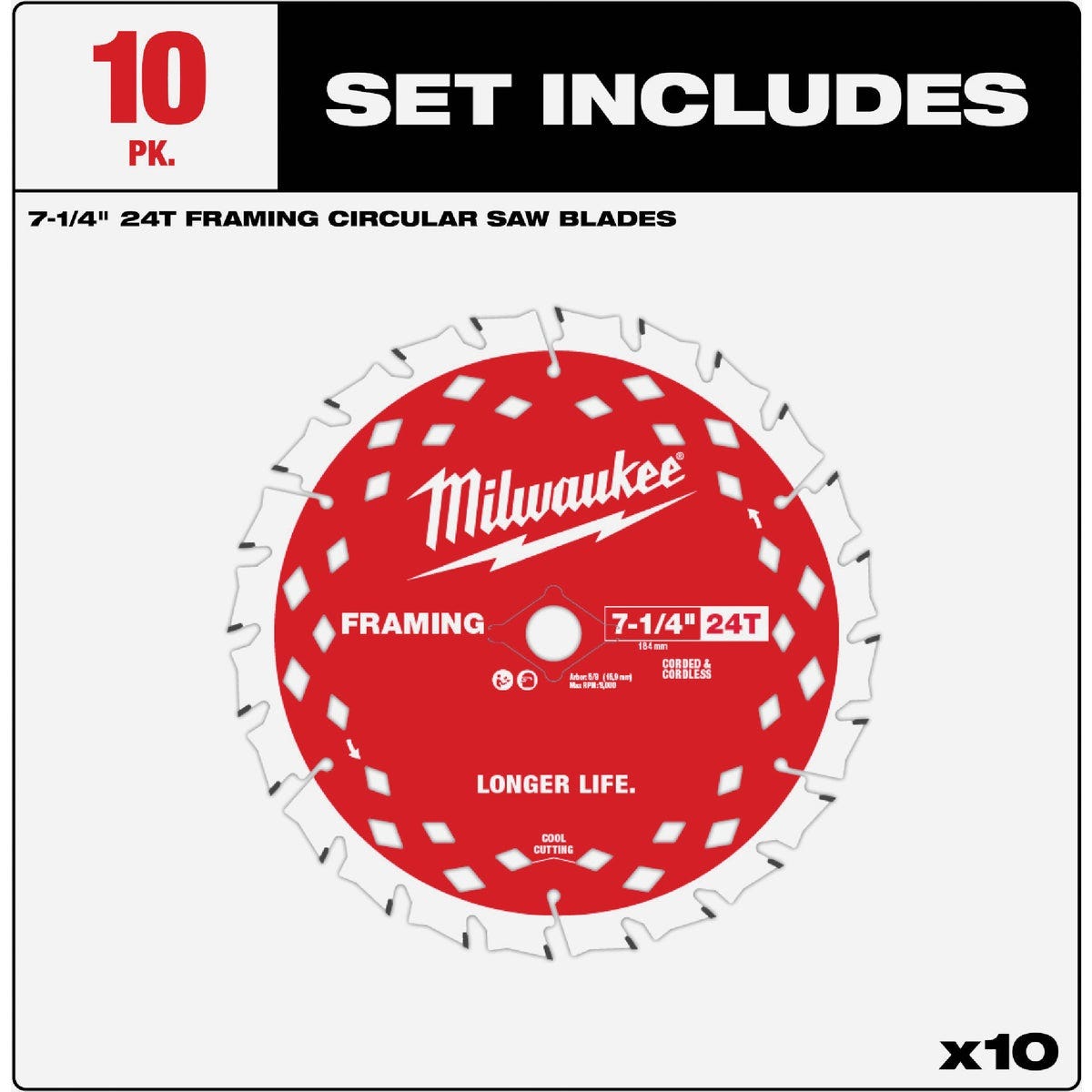Milwaukee 7-1/4 In. 24-Tooth Framing Circular Saw Blade, Bulk - photo 4