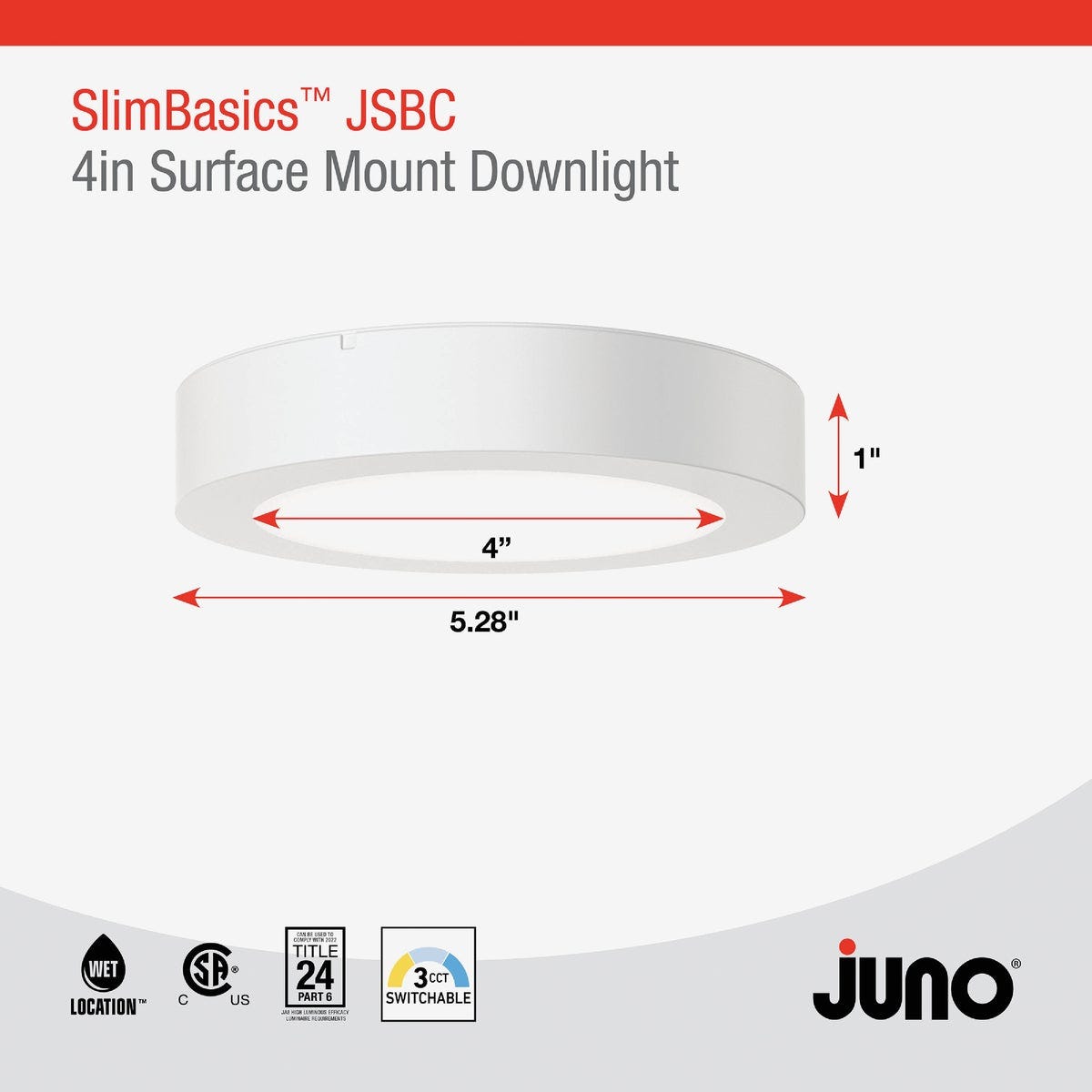 Juno SlimBasics JSBC 4 In. CCT LED Surface Mount Disc Light - photo 7 Juno SlimBasics JSBC 4 In. CCT LED Surface Mount Disc Light - photo 7