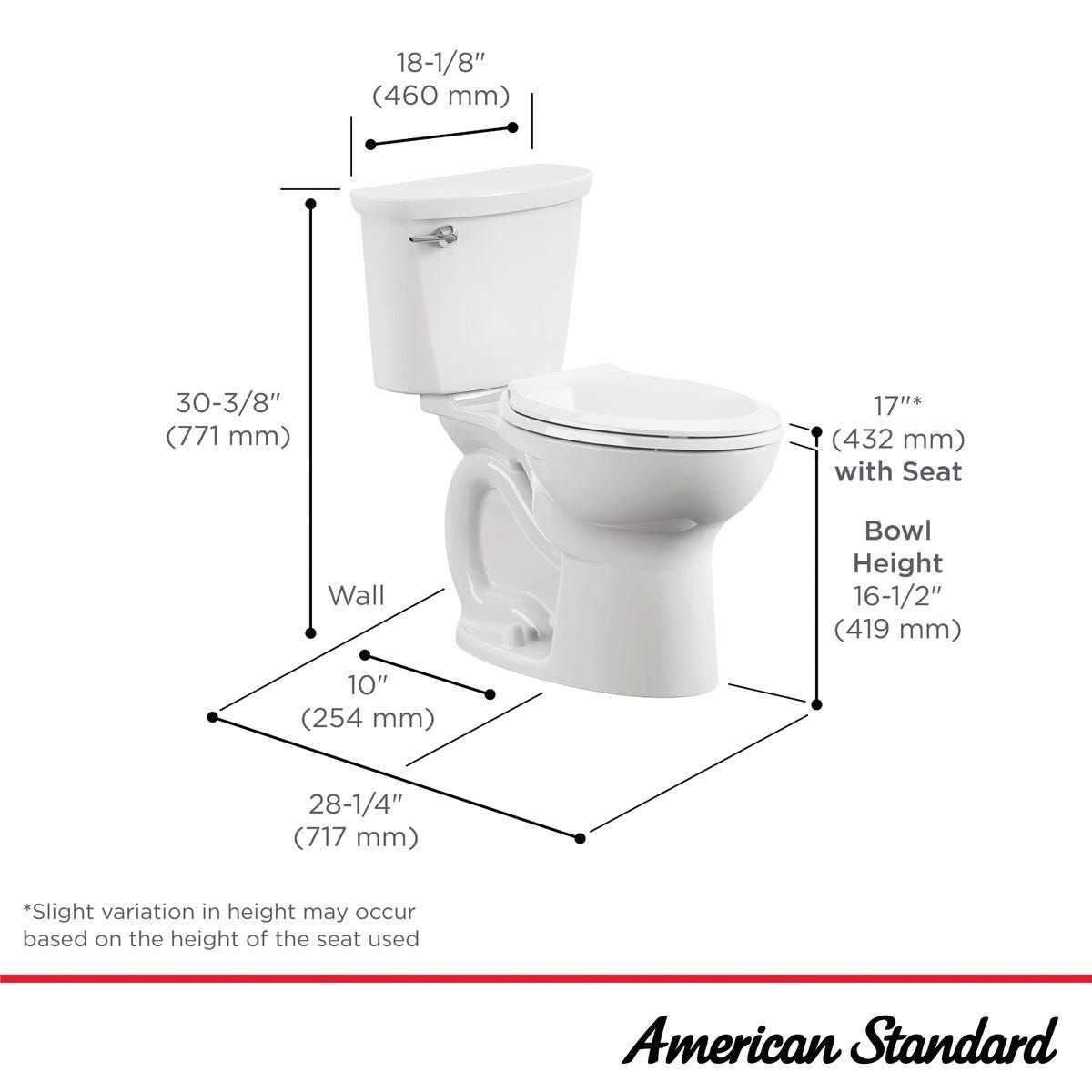 American Standard Cadet 10 In. Rough-In White Chair Height Elongated Bowl 1.28 GPF Toilet - photo 4 American Standard Cadet 10 In. Rough-In White Chair Height Elongated Bowl 1.28 GPF Toilet - photo 4