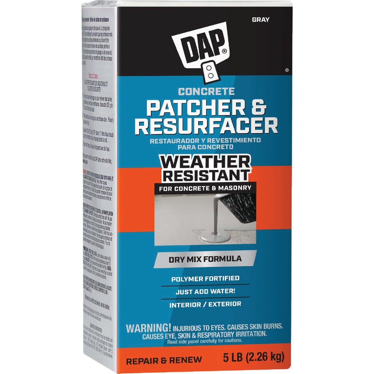 Dap 5 Lb. Concrete Patcher & Resurfacer Dry Mix, Gray Dap 5 Lb. Concrete Patcher & Resurfacer Dry Mix, Gray