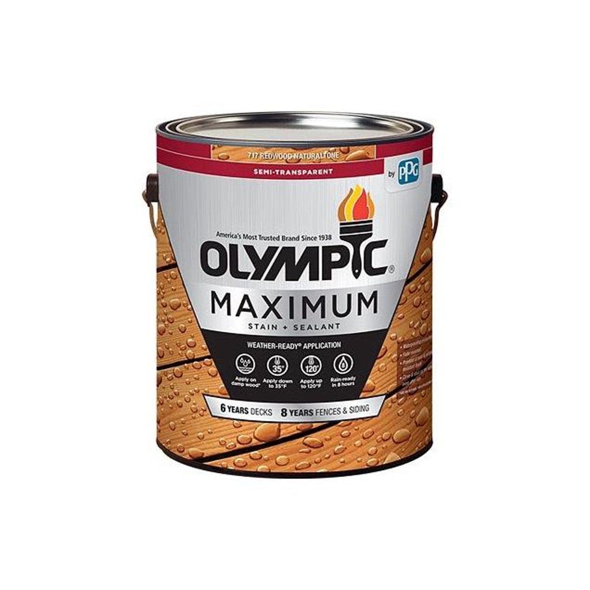 Olympic Semi-Transparent Oil Maximum Deck, Fence & Siding Exterior Stain & Sealant, Redwood, 1 Gal. Olympic Semi-Transparent Oil Maximum Deck, Fence & Siding Exterior Stain & Sealant, Redwood, 1 Gal.