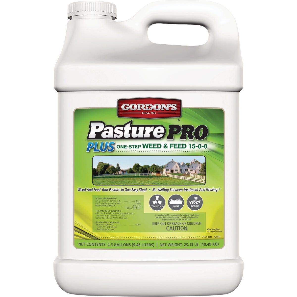 Gordon's Pasture Pro 2.5 Gal. Concentrate 15-0-0 Plus One-Step Weed & Feed