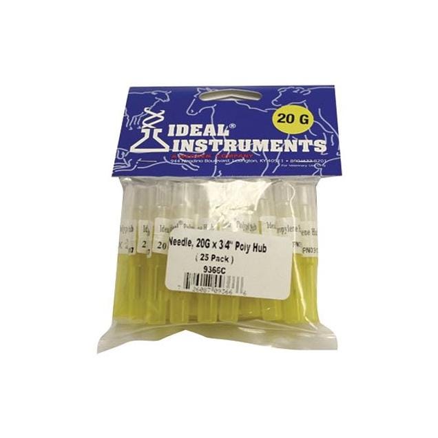 Neogen Livestock Injection Needles, Disposable, 3/4 In. Poly Hub, 20-Ga. (25-Pack)
