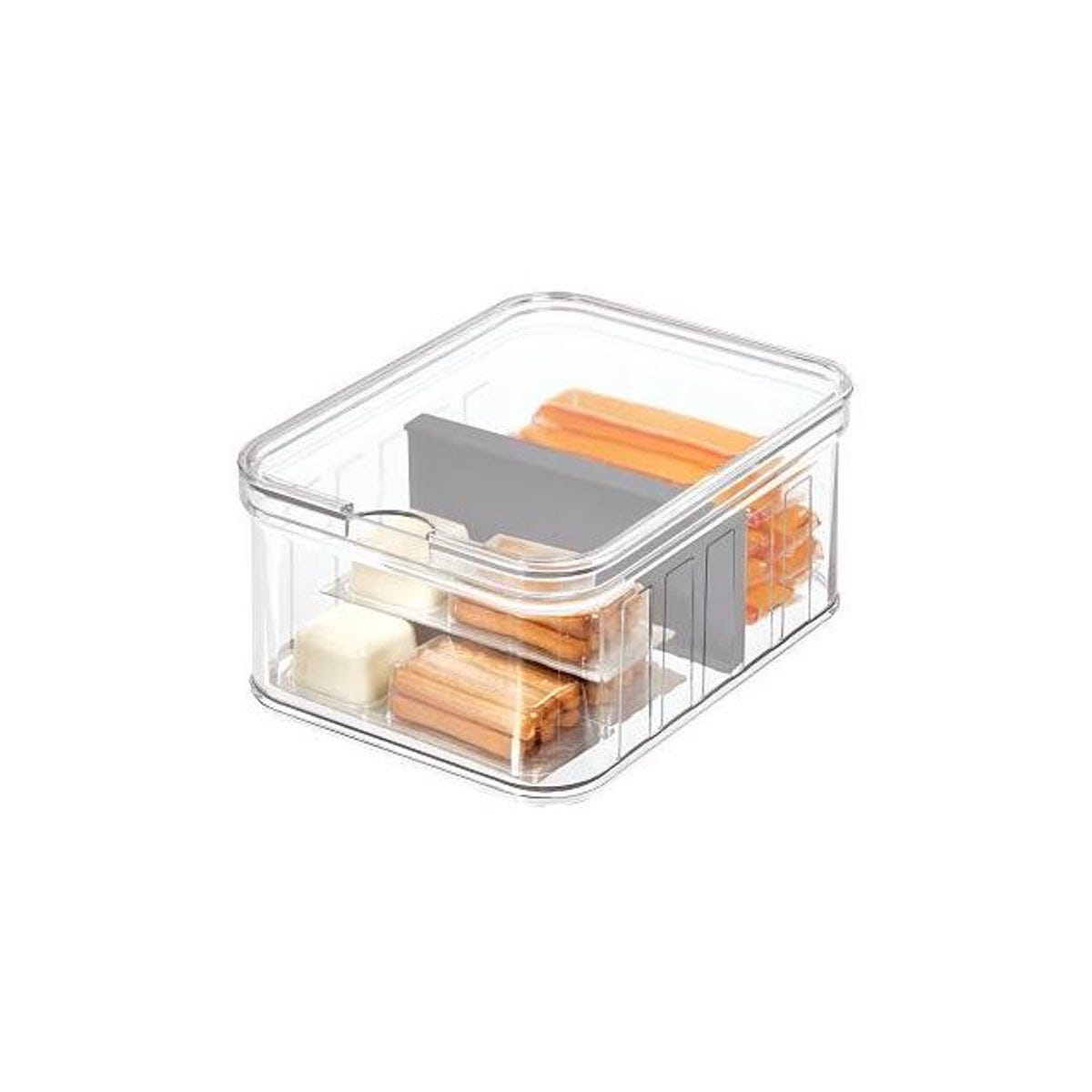 iDesign BPA-Free Clear Plastic Adjustable Divider & Lid Refrigerator Bin Crisper - photo 2
