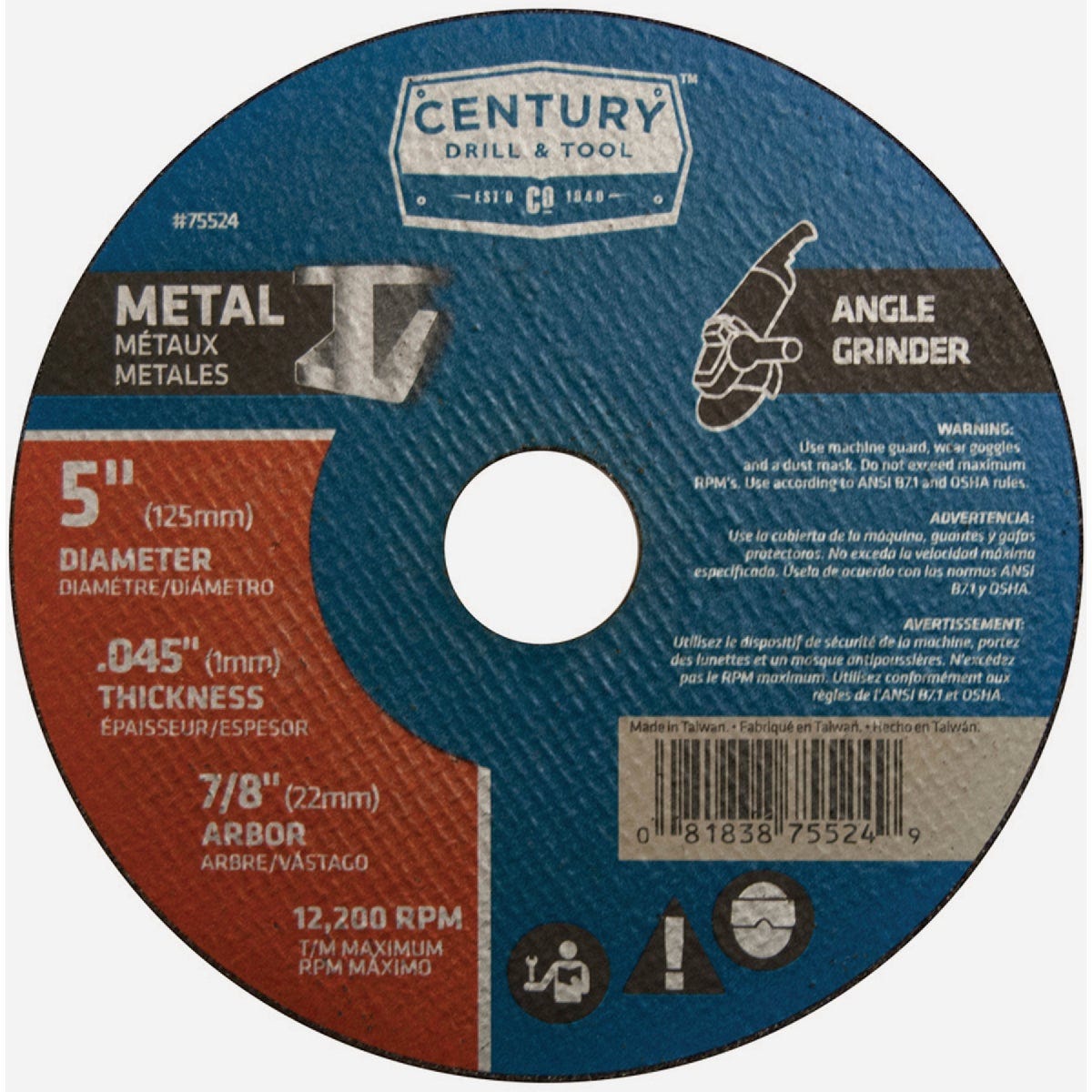 Century Drill & Tool 5 In. x 0.045 In. Thin Metal Cut-Off Wheel