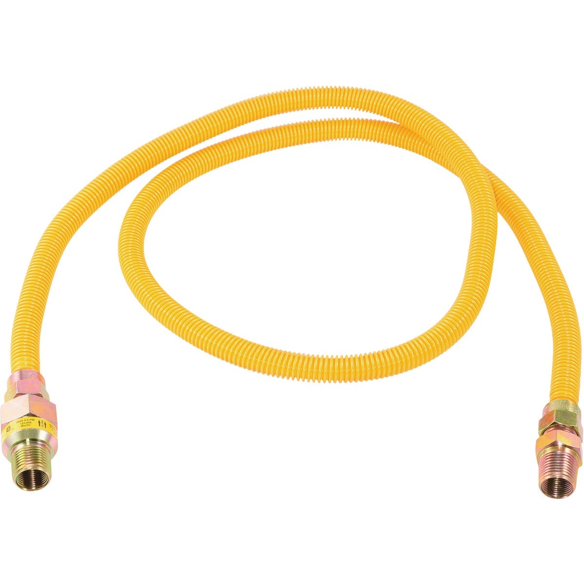 Eastman 1/2 In. OD x 60 In. 1/2 In. MIP (Tapped 3/8 In. FIP) x 1/2 In. MIP (Tapped 3/8 In. FIP) Coated Stainless Steel Gas Connector with ArmorBoost Excess Flow Valve Eastman 1/2 In. OD x 60 In. 1/2 In. MIP (Tapped 3/8 In. FIP) x 1/2 In. MIP (Tapped 3/8 In. FIP) Coated Stainless Steel Gas Connector with ArmorBoost Excess Flow Valve