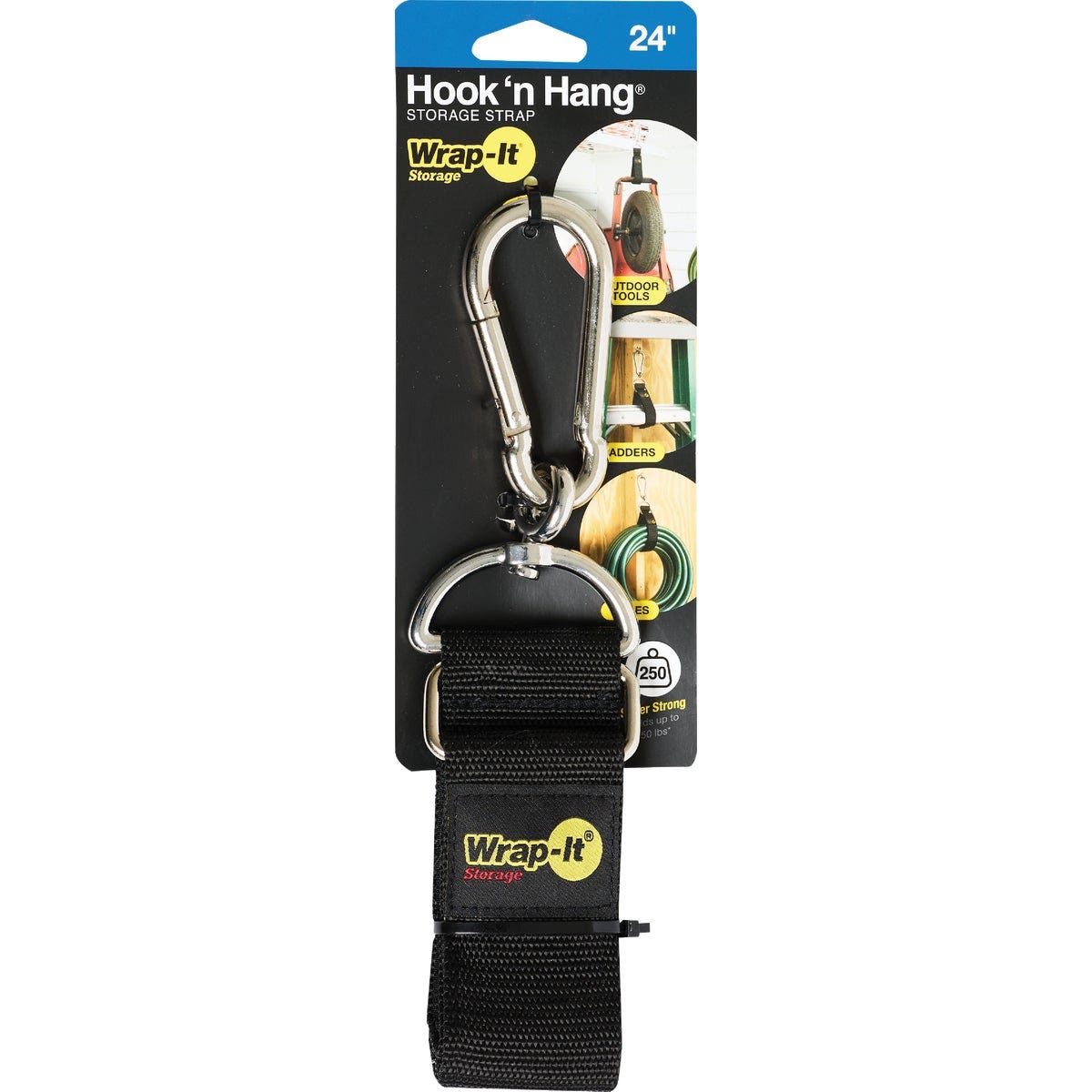 Wrap-It Storage Hook 'n Hang 24 In. x 2 In. Hanging Cinch Strap with Carabiner Wrap-It Storage Hook 'n Hang 24 In. x 2 In. Hanging Cinch Strap with Carabiner