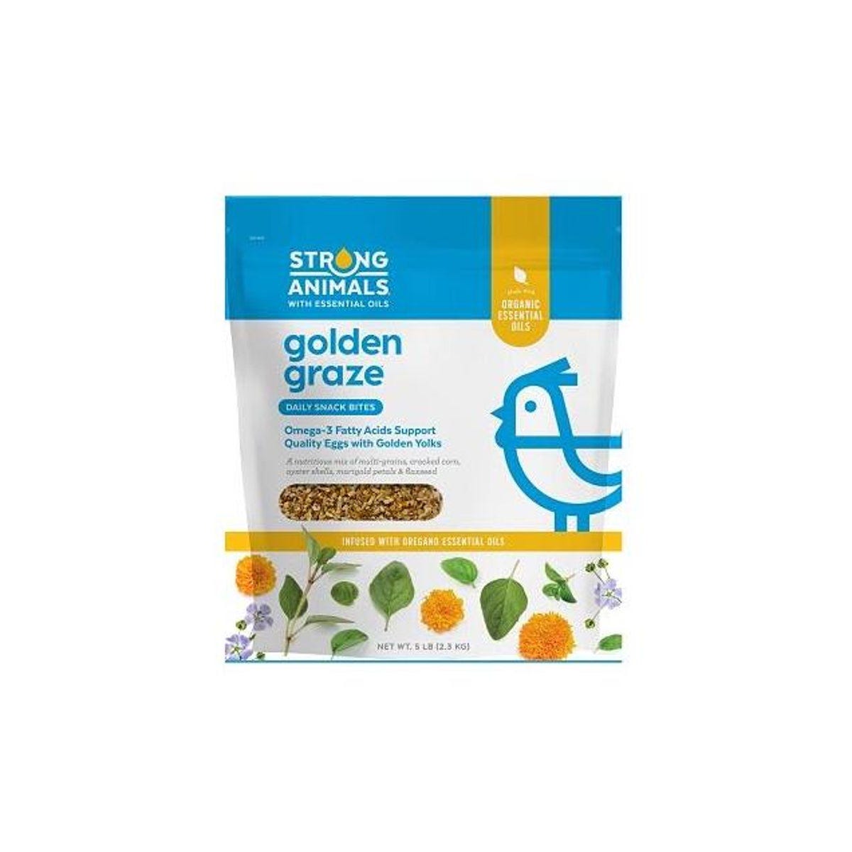 Strong Animals Golden Graze 5 Lb. Poultry Daily Snack Treat with Oyster Shells Strong Animals Golden Graze 5 Lb. Poultry Daily Snack Treat with Oyster Shells