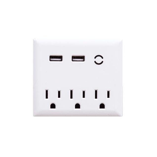 Globe White 3-Outlet Wall Tap Surge Protector
