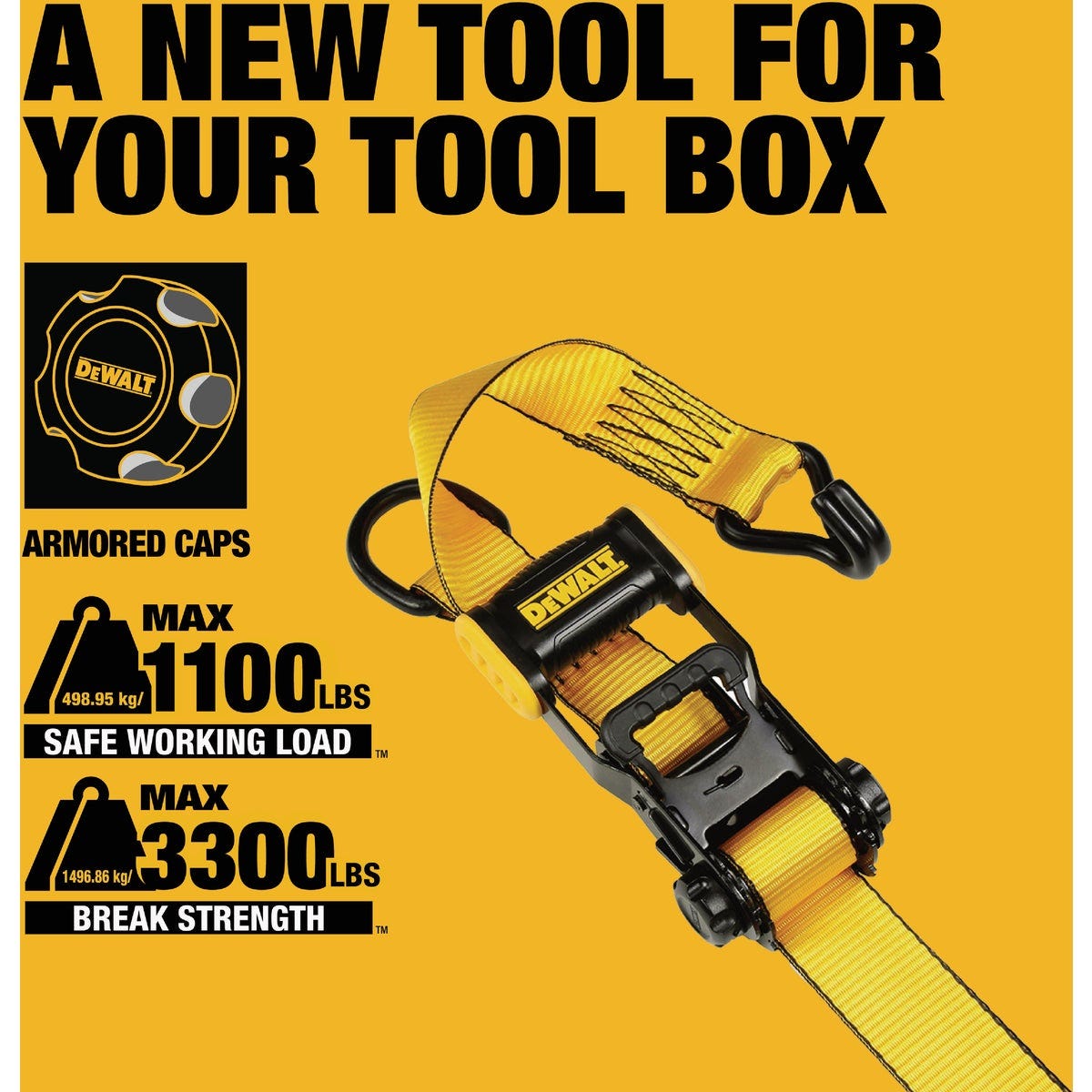 DEWALT 1.5 In. x 16 Ft. 1100 Lb. Heavy-Duty Ratchet Tie-Downs (2-Pack) - photo 5