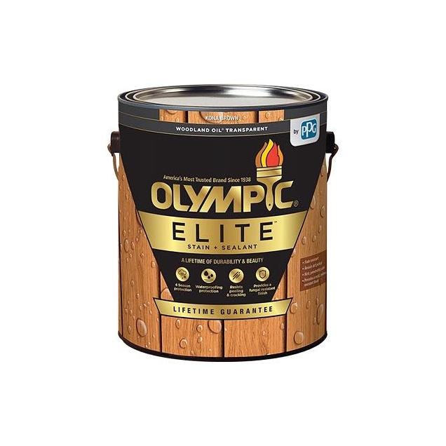Olympic Elite Woodland Oil Exterior Stain & Sealant, Kona Brown, 1 Gal.