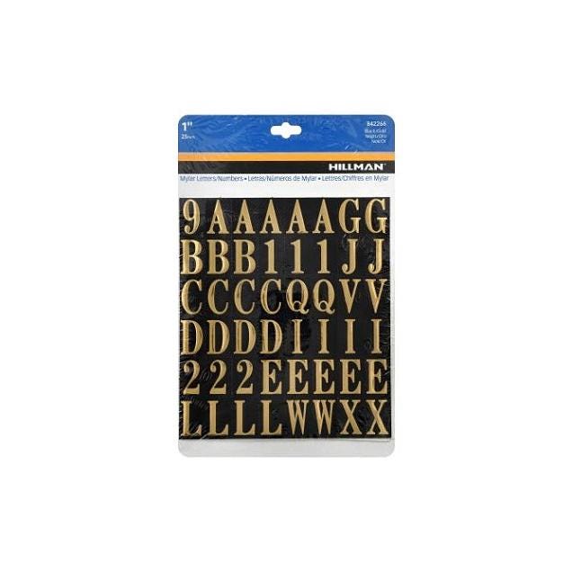 Hillman 1 In. Black and Gold Adhesive Numbers & Letters Hillman 1 In. Black and Gold Adhesive Numbers & Letters