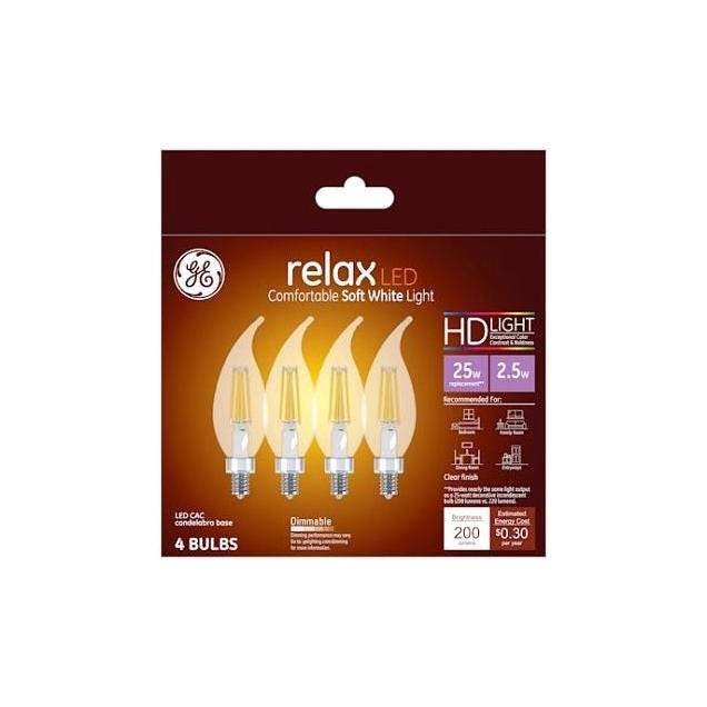 GE 4-Pack 2.5W Soft White LED Light Bulbs
