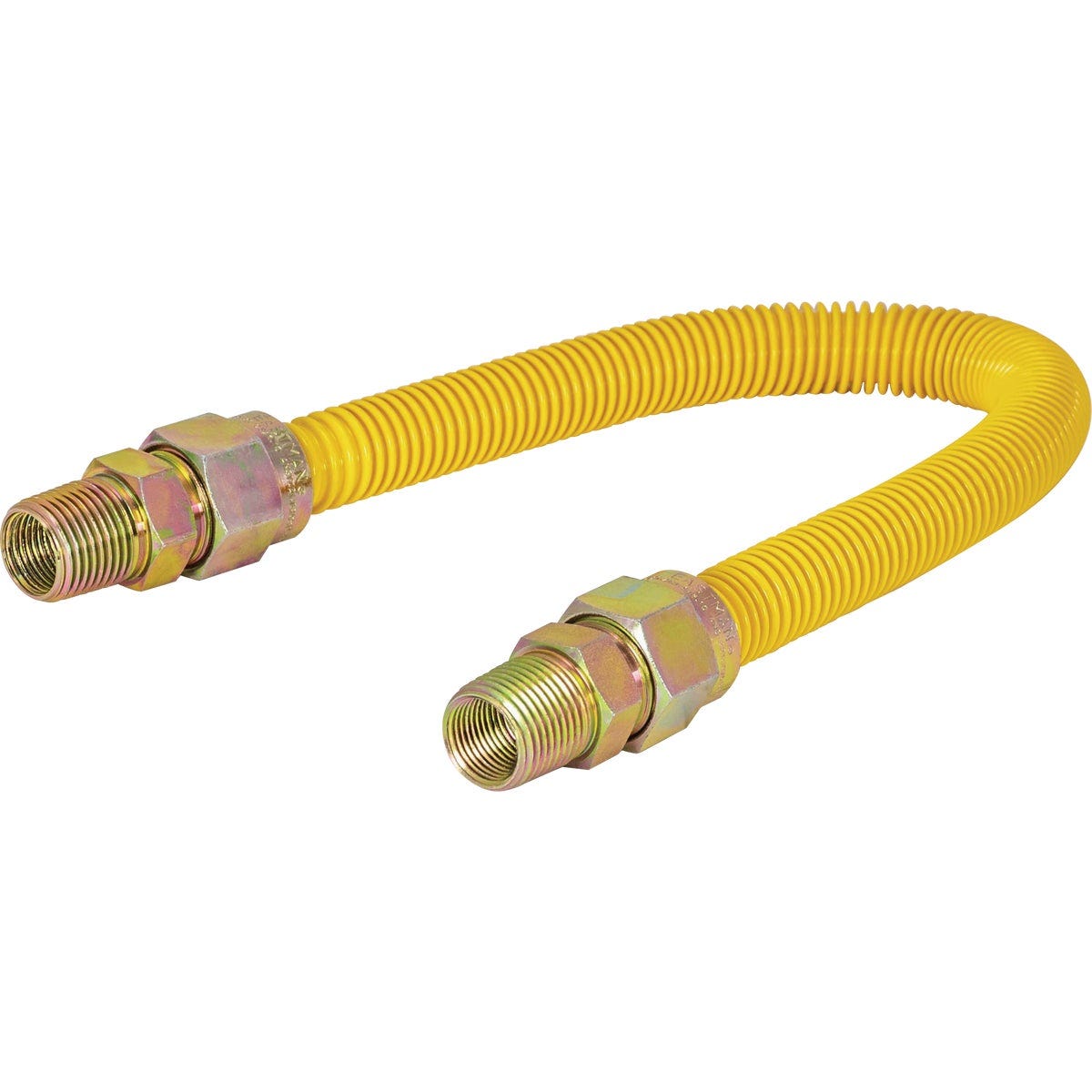 Eastman 5/8 In. OD x 24 In. 1/2 In. FIP x 1/2 In. MIP (Tapped 3/8 In. FIP) Coated Stainless Steel Gas Connector Eastman 5/8 In. OD x 24 In. 1/2 In. FIP x 1/2 In. MIP (Tapped 3/8 In. FIP) Coated Stainless Steel Gas Connector
