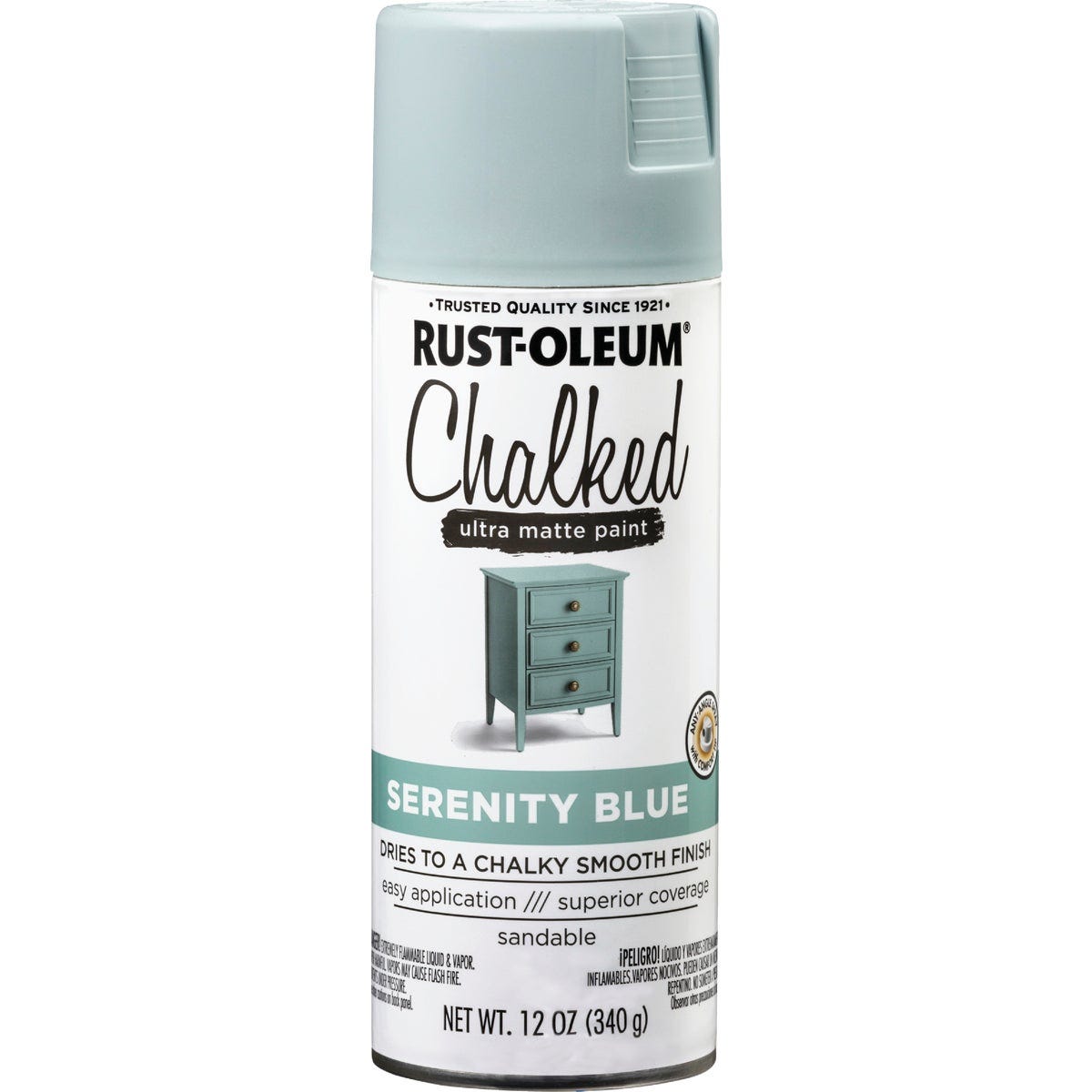 Rust-Oleum Chalked 12 Oz. Ultra Matte Spray Paint, Serenity Blue - photo 2