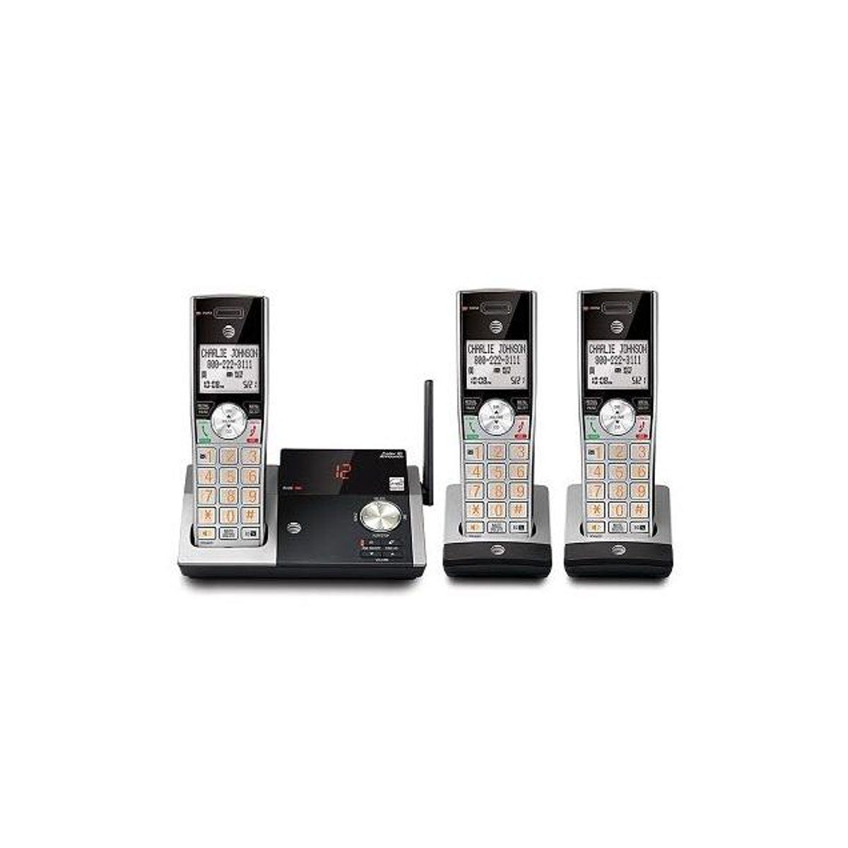 AT&T 3 Handsets Silver/Black Cordless Phone with Answering System & Caller ID AT&T 3 Handsets Silver/Black Cordless Phone with Answering System & Caller ID