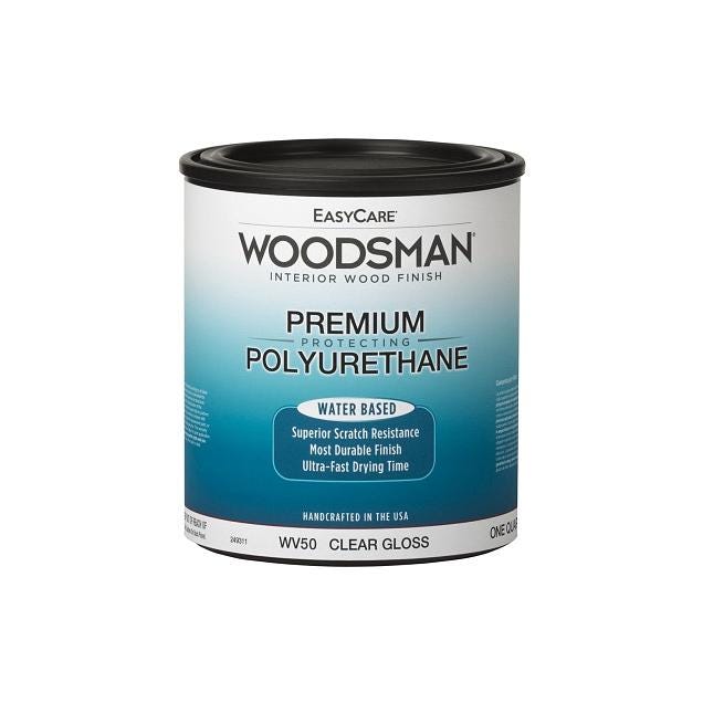 EasyCare Woodsman Fast Dry 1 Qt. Water Base Protective Polyurethane Interior Wood Finish, Clear Gloss