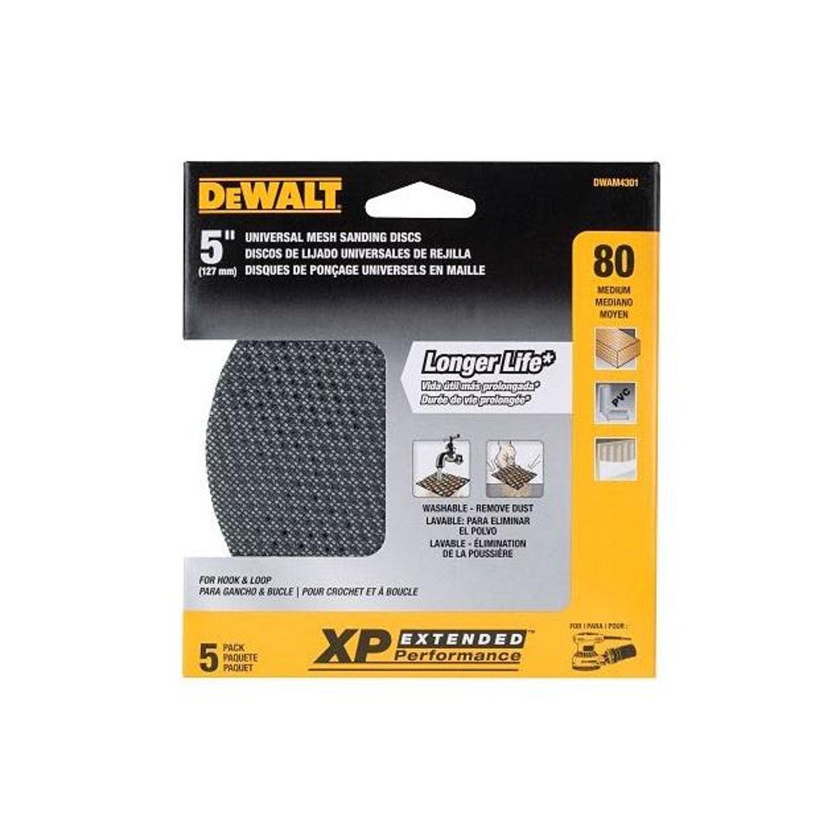DeWalt 5 In. 80-Grit Random Orbit Mesh Sanding Discs (5-Pack)