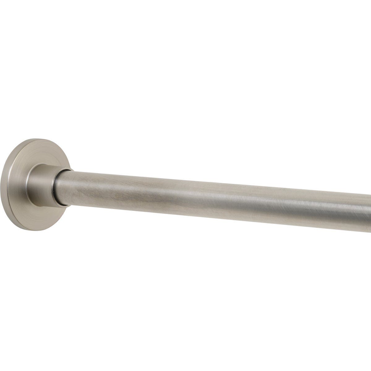 Zenna Home Straight 50 In. to 86 In. Rustproof Stainless Steel Adjustable Tension Shower Curtain Rod, Brushed Nickel - photo 2