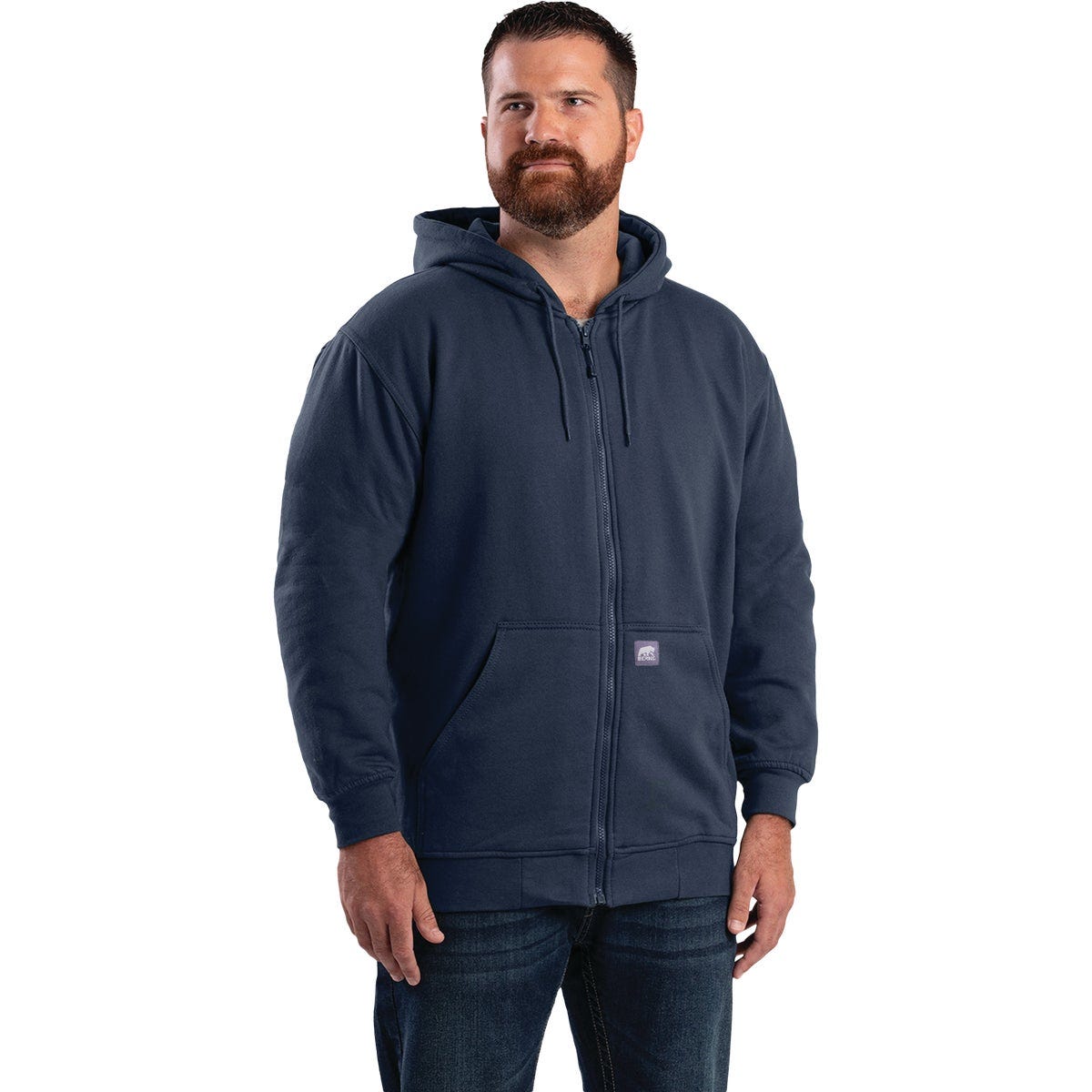 Berne Heritage Medium Navy Thermal-Lined Full-Zip Hooded Sweatshirt