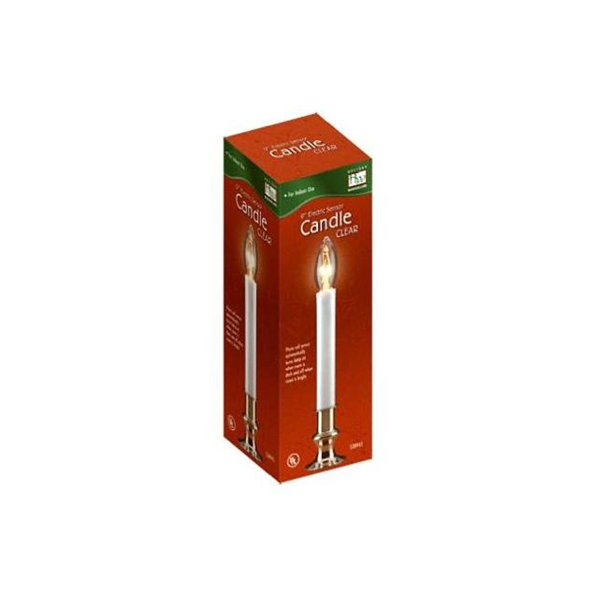 Holiday Wonderland 9 In. White/Brass Christmas Electric Sensor Candle with Clear Flame Holiday Wonderland 9 In. White/Brass Christmas Electric Sensor Candle with Clear Flame