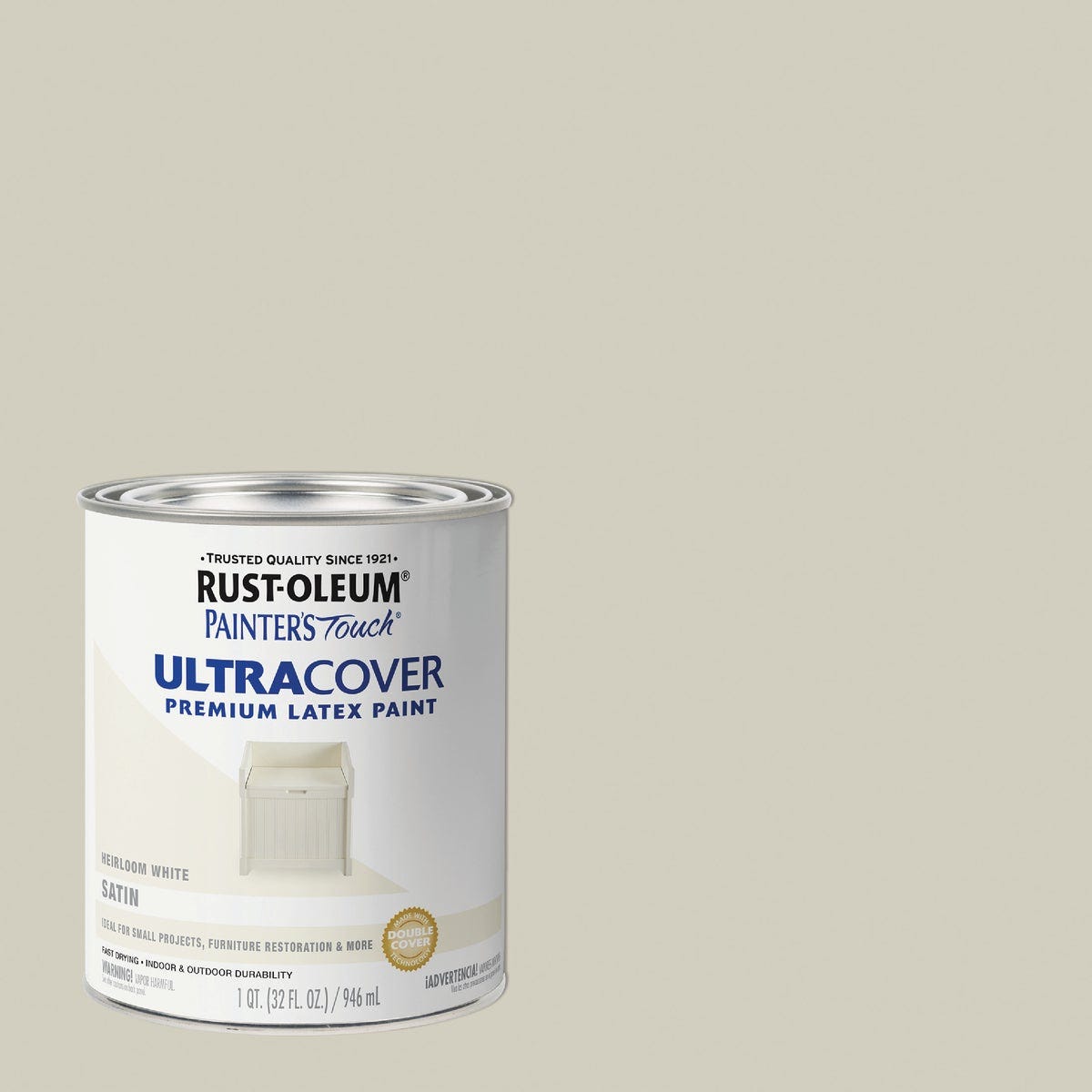 Rust-Oleum Painter's Touch 2X Ultra Cover Premium Latex Paint, Satin Heirloom White, 1 Qt. Rust-Oleum Painter's Touch 2X Ultra Cover Premium Latex Paint, Satin Heirloom White, 1 Qt.