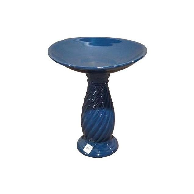 Trendspot 4-Pack 24 In. Glossy White and Teal Ceramic Swirl Birdbaths - photo 2 Trendspot 4-Pack 24 In. Glossy White and Teal Ceramic Swirl Birdbaths - photo 2