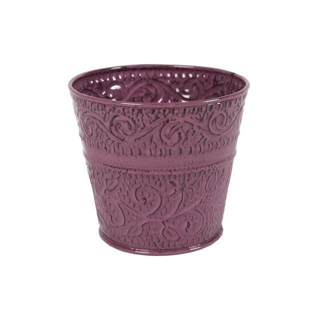 Robert Allen IronLite 8 In. Embossed Purple Ensley Metal Planter