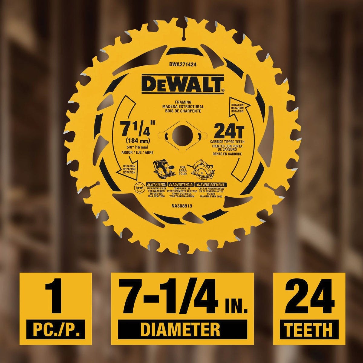 DEWALT 7-1/4 In. 24-Tooth Circular Saw Blade - photo 2 DEWALT 7-1/4 In. 24-Tooth Circular Saw Blade - photo 2