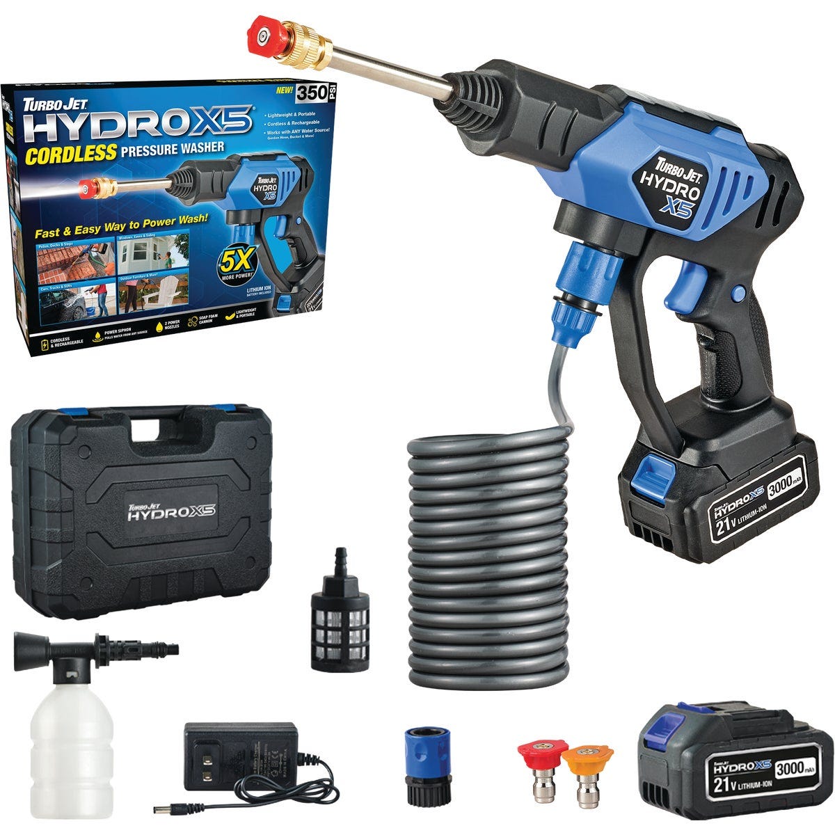 Turbo Jet Hydro X5 350 PSI Cordless Power Cleaner with 21V Battery & Charger - photo 2 Turbo Jet Hydro X5 350 PSI Cordless Power Cleaner with 21V Battery & Charger - photo 2