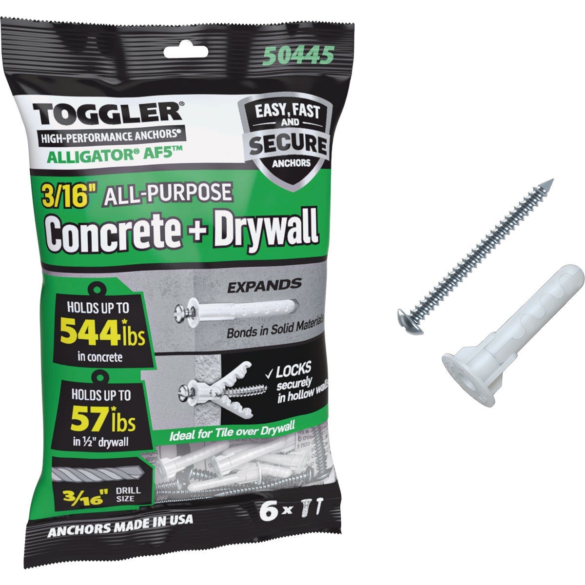 Toggler Alligator #8 x 1-1/4 In. Concrete & Drywall Anchors (6-Count)