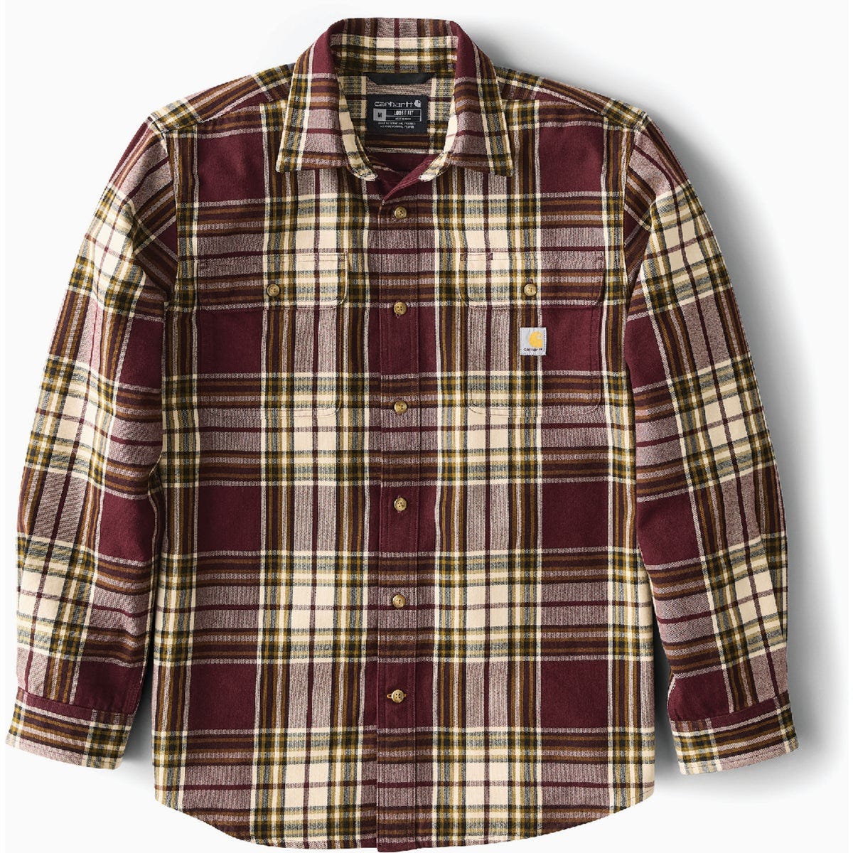 Carhartt Men's 2XL Regular Port Heavyweight Flannel Long-Sleeve Plaid Shirt, Loose Fit
