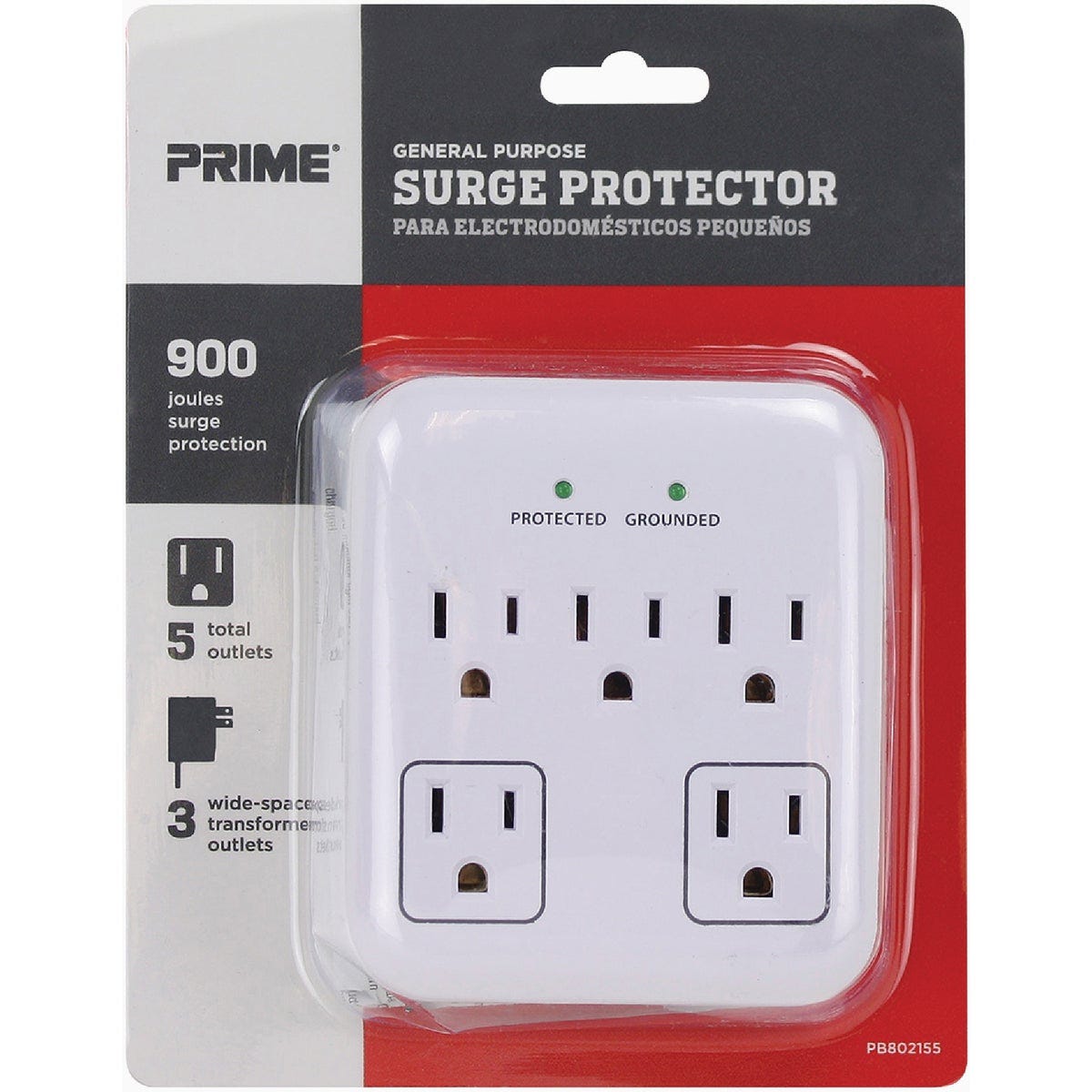 Prime 5-Outlet 900J Surge Tap