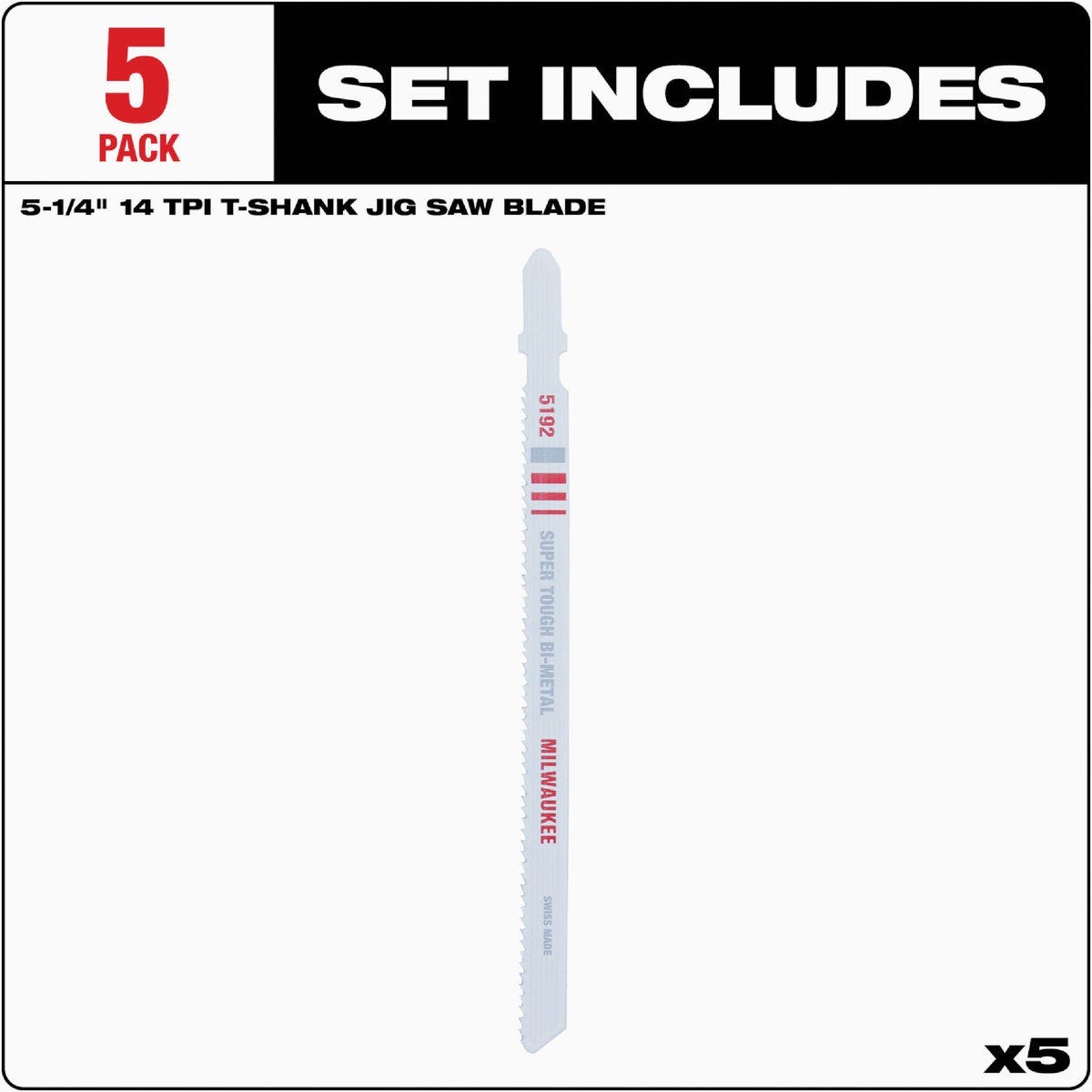 Milwaukee 5-1/4 In. x 14 TPI T-Shank Bi-Metal Jig Saw Blade for Metal (5-Pack) - photo 4 Milwaukee 5-1/4 In. x 14 TPI T-Shank Bi-Metal Jig Saw Blade for Metal (5-Pack) - photo 4