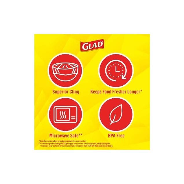 Glad Cling'n Seal Clear Cling Food Wrap, 200 Sq. Ft. Roll - photo 2 Glad Cling'n Seal Clear Cling Food Wrap, 200 Sq. Ft. Roll - photo 2