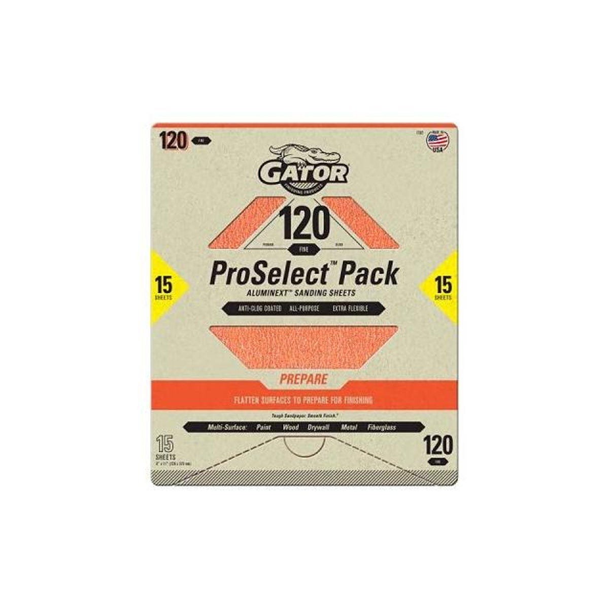 Gator 9 In. x 11 In. 120-Grit Premium Sandpaper Sheets (15-Pack)