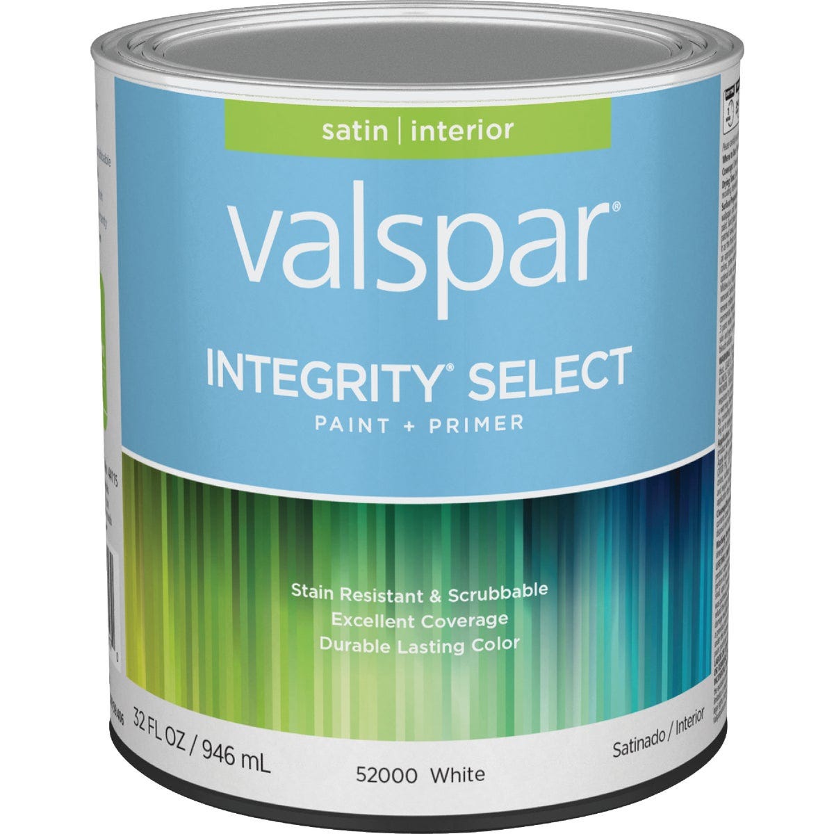 Valspar Integrity Select Paint & Primer Satin Interior Paint, White, 1 Qt. Valspar Integrity Select Paint & Primer Satin Interior Paint, White, 1 Qt.