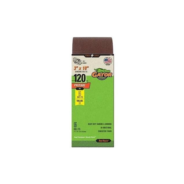 Gator 3 In. x 18 In. 120-Grit Aluminum Oxide Sanding Belts (5-Pack) Gator 3 In. x 18 In. 120-Grit Aluminum Oxide Sanding Belts (5-Pack)