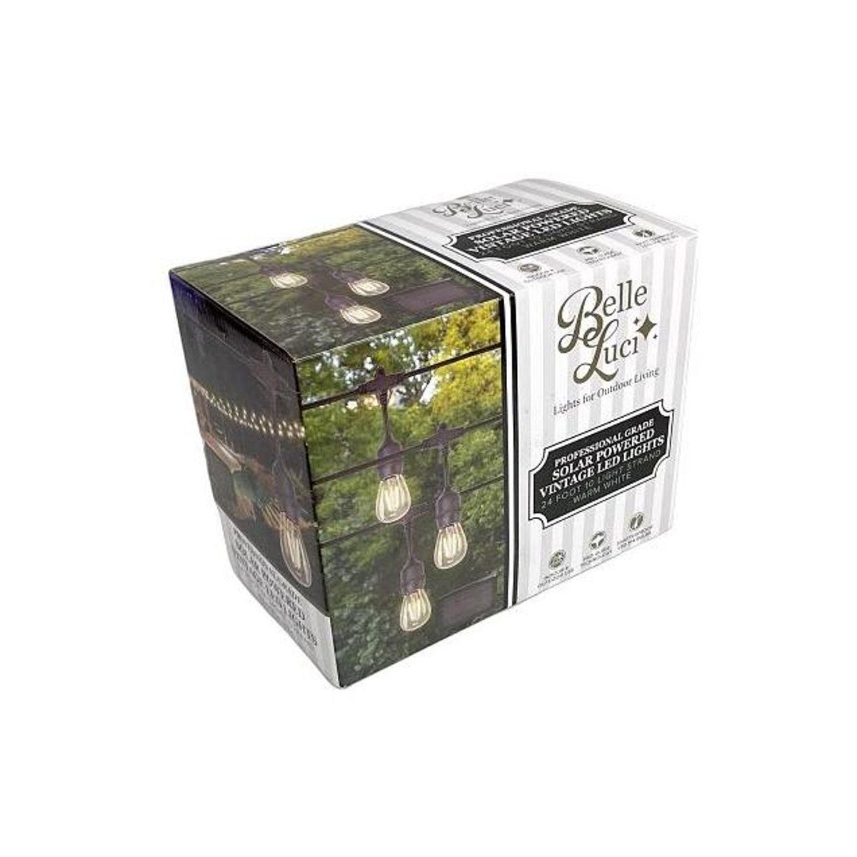Holiday Bright Lights 10-Bulb Warm White LED Belle Luci Solar Vintage Light Set, 24 Ft. Holiday Bright Lights 10-Bulb Warm White LED Belle Luci Solar Vintage Light Set, 24 Ft.