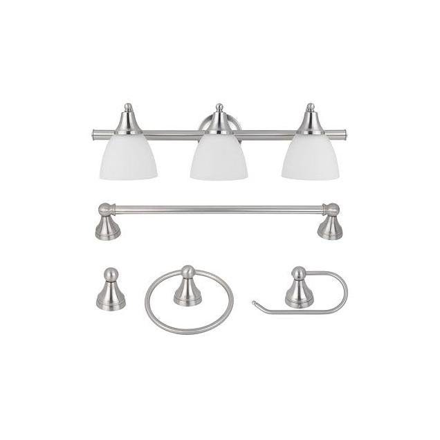 Globe Electric Brushed Steel 3-Light Vanity Set
