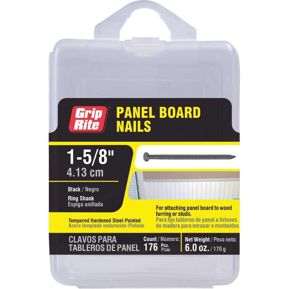 Grip-Rite 1-5/8 In. x 16-1/2 ga Ring ShankBlack Paneling Nail (176-Count) - photo 3