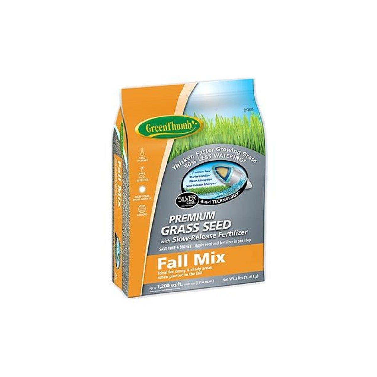 Premium Coated 3 Lb. Fall Turfgrass Seed Mix, Covers 1,200 Sq. Ft.