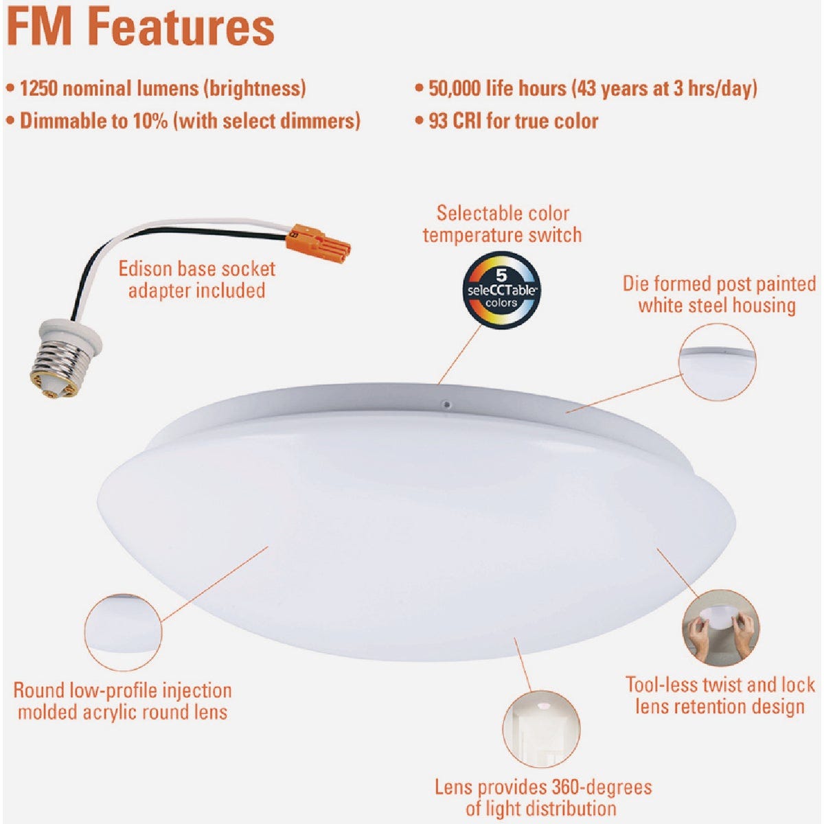 Halo 11 In. CCT LED Low Profile Round Flush Mount Ceiling Light Fixture - photo 6