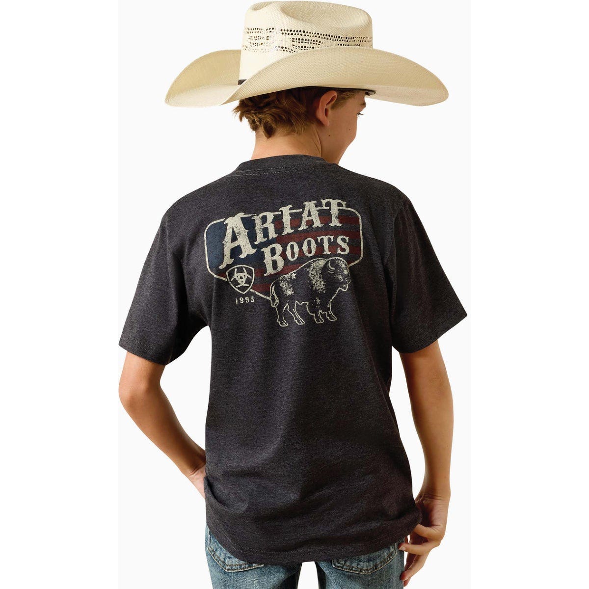 Ariat Youth L Charoal Heather American Bison T-Shirt - photo 2